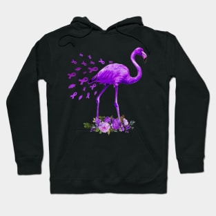 Flamingo Purple Ribbon Pancreatic Cancer Awareness Hoodie